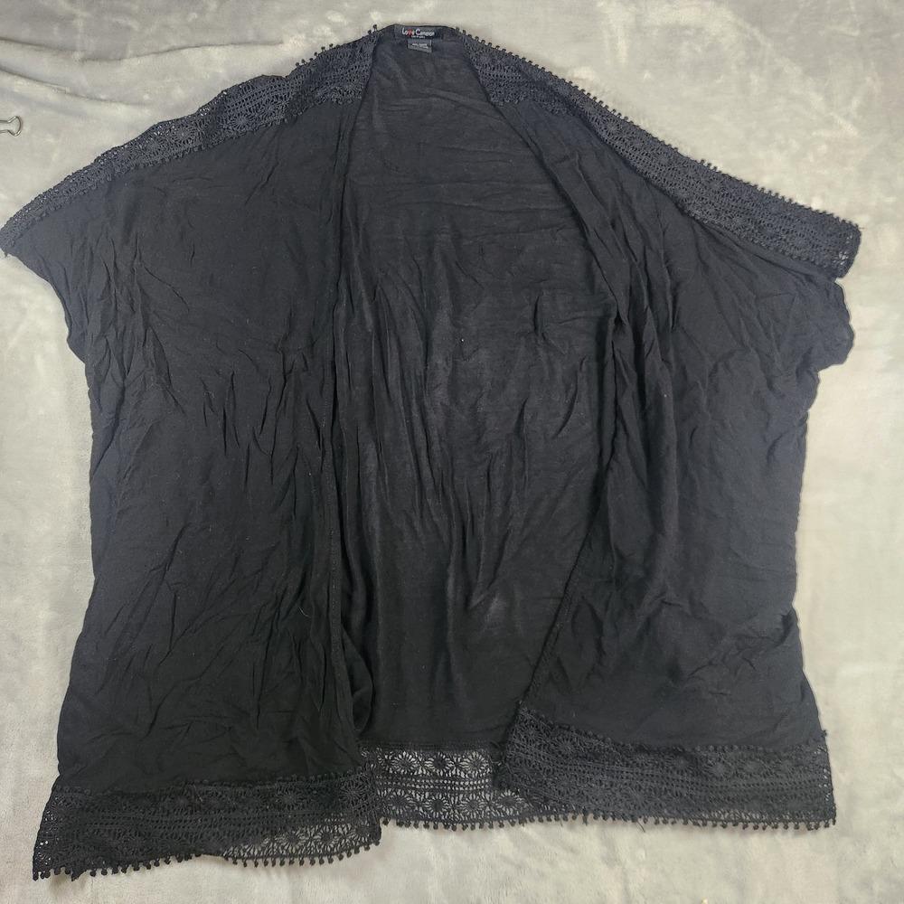 Love Cameron Black Lace Kimono Duster Cardigan Witchy Festival Boho Goth Small